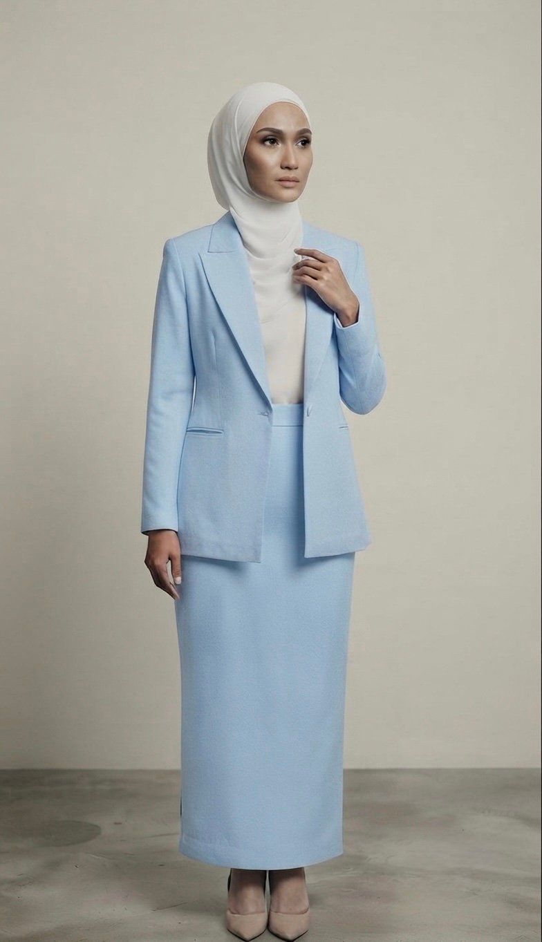 img_1771 Blue Tailored Skirt Suit Set - Image 1